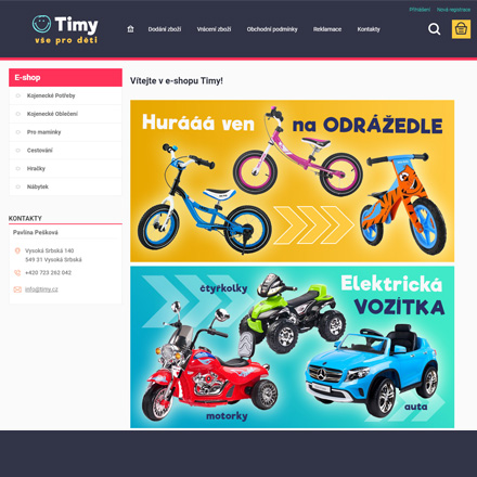 Správa internetového obchodu Timy.cz